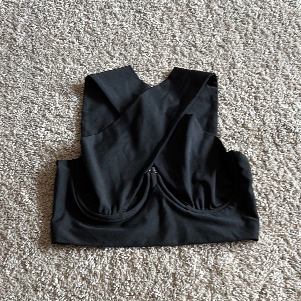 SHEIN Black Fitted Bustier Crop Tank Top